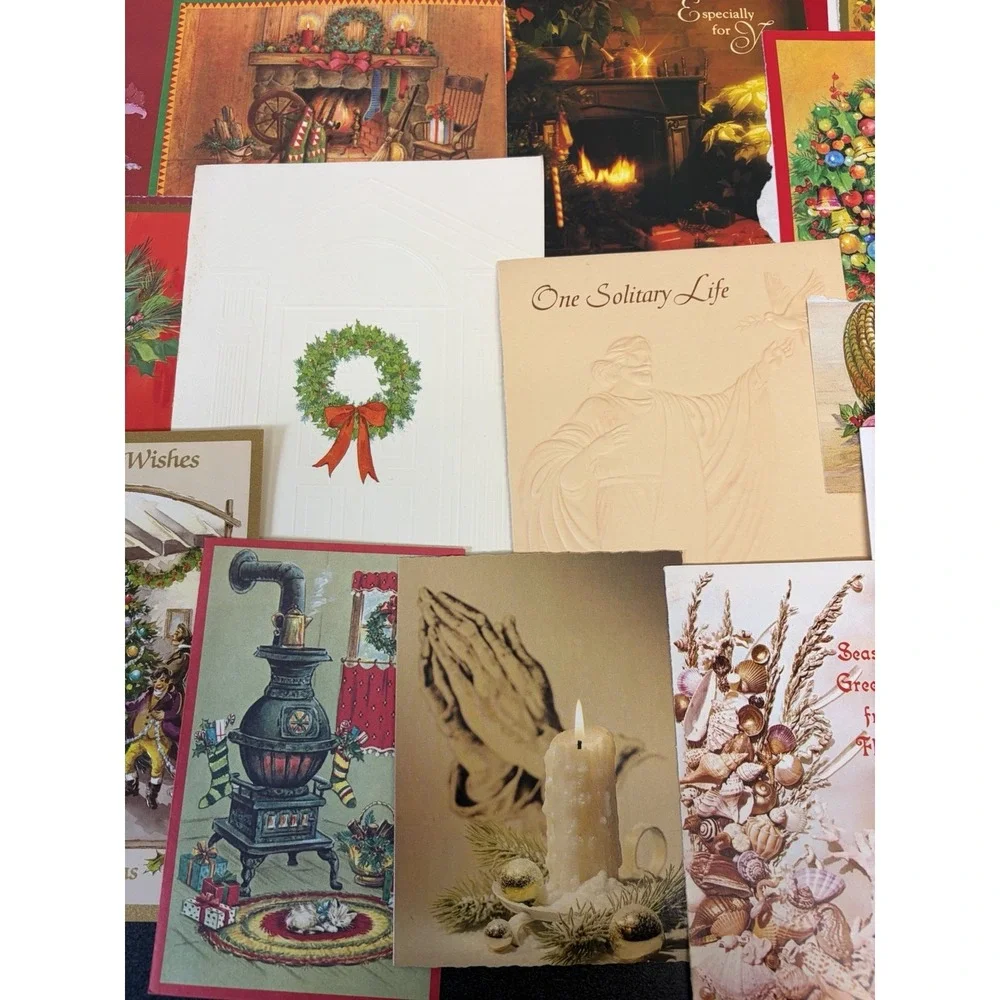 Vintage Christmas Cards Fronts ONLY Traditional Scrapbooking Decoupage Lot 50+